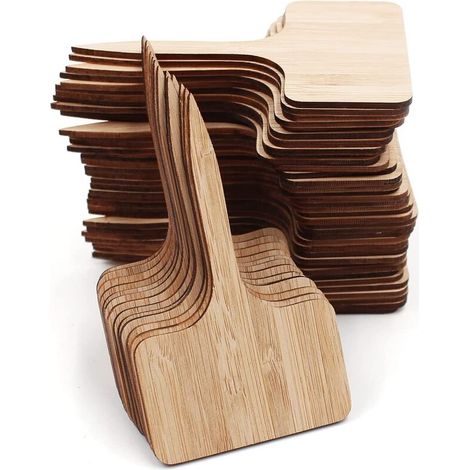 50 etichette per piante di bambù, marcatori in legno a T per semi, erbe e fiori (6 x 10 cm)