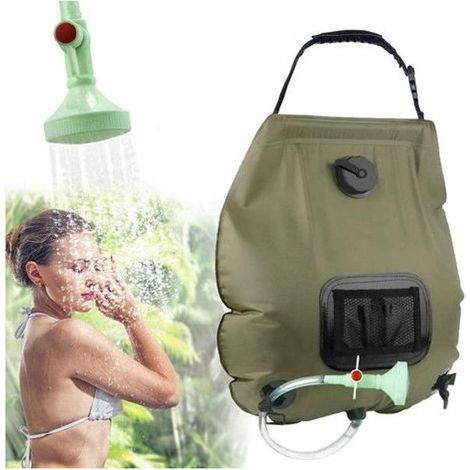 20L Solaire Sac de Douche, Sac de Douche Solaire Camping,Extérieur avec Flexible Commutable Tête de Douche Tuyau (1/5)