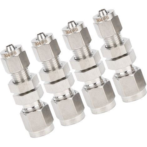 raccords à compression, joints d'égalisation de cloison à 2 points, acier inoxydable 304, Ф6x4 (1/5)