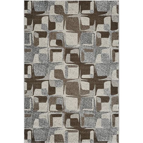 Tappeto rettangolare moderno geometrico salotto Double marrone MAR020