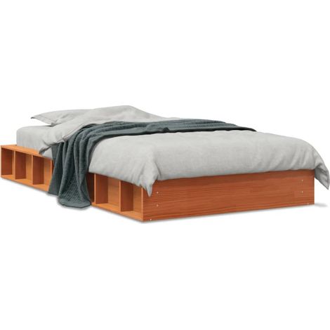Maison Exclusive - Massivholzbett ohne Matratze Wachsbraun 90x200