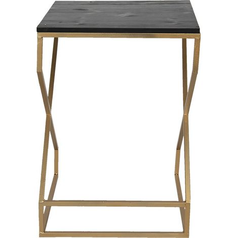 Table d'appoint carrée baroque en bois et fer noir et doré, porte-plante 40x40x55 cm - PANGIVO (1/5)