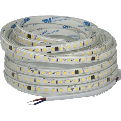 1 bobine ruban led, 220 v, ip65 extérieur, 600 led, découpable 10 cm, adhésif 3m, éclairage couloir (1/5)
