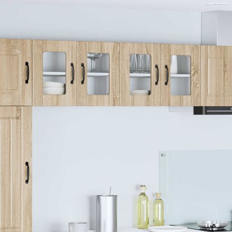 Meuble haut de cuisine mural en bois d’ingénierie Chêne Sonoma 60 x 31 x 40 cm, 2 portes - PANGIVO (1/5)