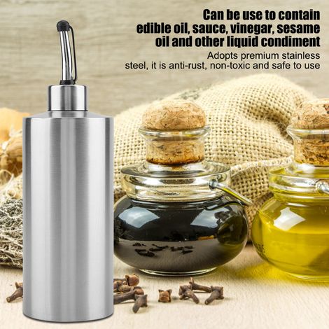 Bouteille en acier inoxydable de 550 ml pour huile, vinaigre et sauce, distributeur de sauce, articles de cuisine pour la maison (A) (1/5)
