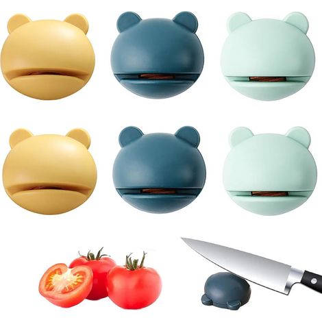 Affûteur de couteaux manuel, 6 pierres à aiguiser professionnelles, outil de cuisine multifonction avec motif dessin animé, adapté à tous types de couteaux de cuisine (1/5)