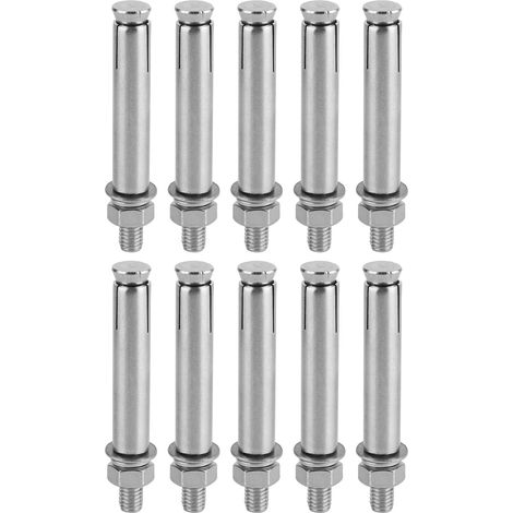 Cheville à frapper M8x80, vis d'expansion en acier inoxydable 304, lot de 10 pièces, accessoire de bricolage pour fixation murale robuste (1/5)