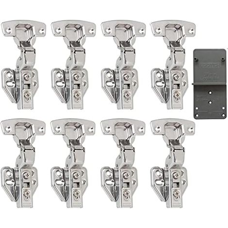 110 Degré Rentrant Charnières avec Amortisseur Intégré Mécanisme de Fermeture Automatique Charnière pour Armoires de Porte Cuisine et Amortissement Lot de 8 (1/5)
