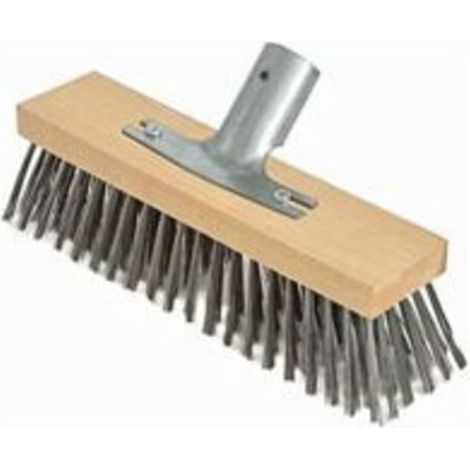 Balai Balai en poil d'acier, 30 cm avec support de manche en métal - Ø 28 cm - tête balai brosse - corps en bois de hêtre haute qualité