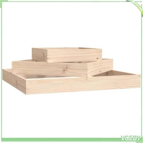 Jardinière - FAFEICY - Modèle 3 niveaux - Bois de pin massif - 83 x 83 x 27 cm - 3 profondeurs (1/5)