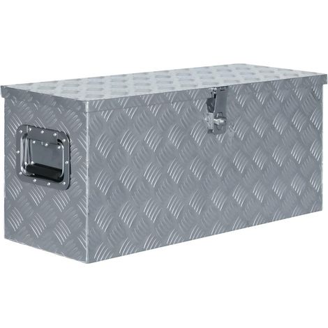 Boîte en aluminium argenté outils coffre de rangement caisse à outils 80 x 30 x 35 cm argenté (1/5)