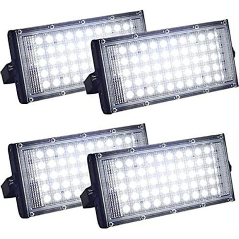 Lot de 4 projecteurs LED d'extérieur ultra lumineux IP66 étanche pour cour, garage, terrain de sport (50 W) (1/5)