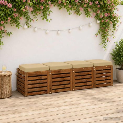 vidaXL 4-Piece Seat Cushions SOEST 4 pcs 100% Polyester Beige (1/5)