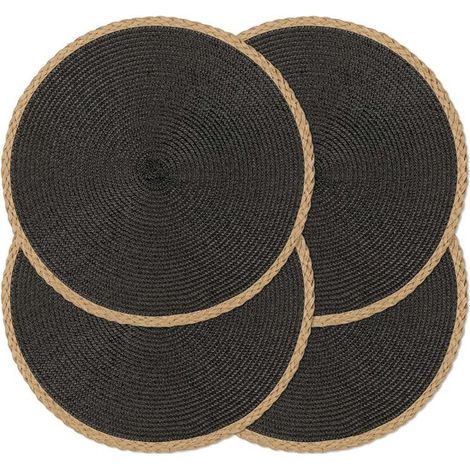Sets de table - Lot de 4 - 38 cm - Ronds - Tissés à la main - Résistants à la chaleur et antidérapants - Faciles à nettoyer - Bords fins - Conviennent pour la cuisine, la salle à manger et les espaces (1/5)