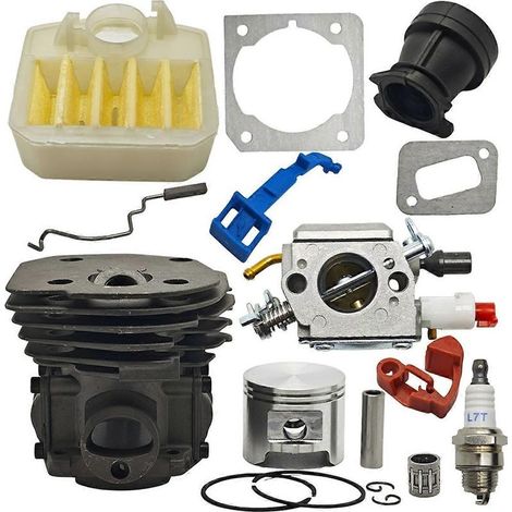 Kit cylindre 45 mm, piston, carburateur, filtre à air pour tronçonneuses 353, 351, 350, 346, 346XP, 345 et 340 (admission). (1/5)
