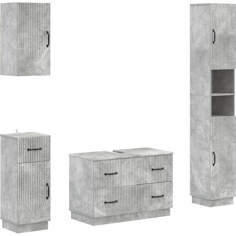 4 Piece Bathroom Cabinet Set HOORN Concrete Grey vidaXL (1/5)