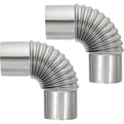 Coude à 90° pour poêle à bois, 2 pièces, rallonge de conduit de cheminée en acier inoxydable de 6 cm (2,36 pouces) de diamètre, pour accessoires de ventilation de poêle à bois de camping, longueur 13 (1/5)