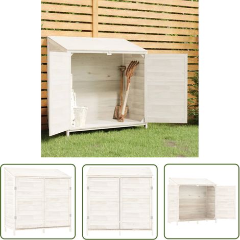The Living Store Remise de jardin Blanc 102x52x112 cm Bois de sapin solide - Abris De Jardin - Remise De Jardin - Abri De Jardin Bois - Cabane De Jardin - Stockage Exterieur (1/6)