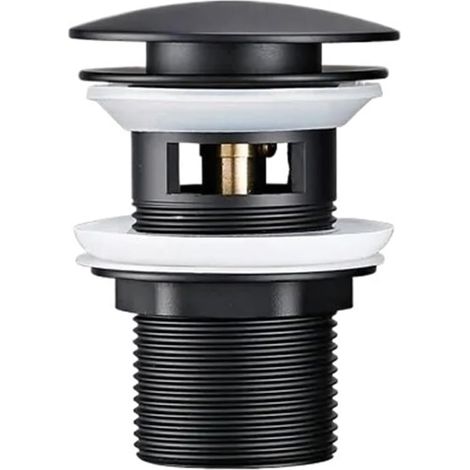 Bouchon pop-up, noir, bouton-poussoir, pour vasque et lavabo (1/5)