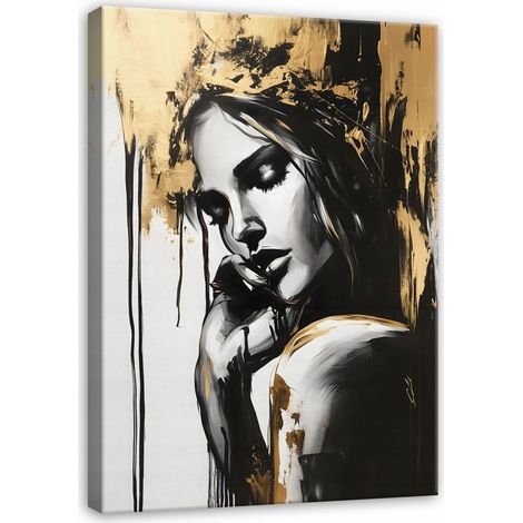Peinture visage femme abstraite sur toile Murale pour chambre salon 40x30 (1/3)