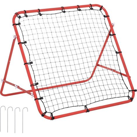 Panneau de rébound pour football but avec filet 96 x 80 x 96 cm, angle réglable, rouge-noir, idéal pour entraînement et jeu (1/5)