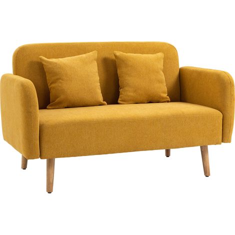 2-Sitzer-Loveseat aus Polyester mit Kissen und verstellbaren Füßen, Gelb Natur (1/5)