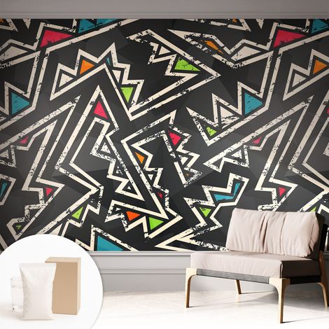 Papier peint intissé décoratif pour salon chambre et cuisine Facile à poser avec colle Géométrie énergique 312x219 cm (1/5)