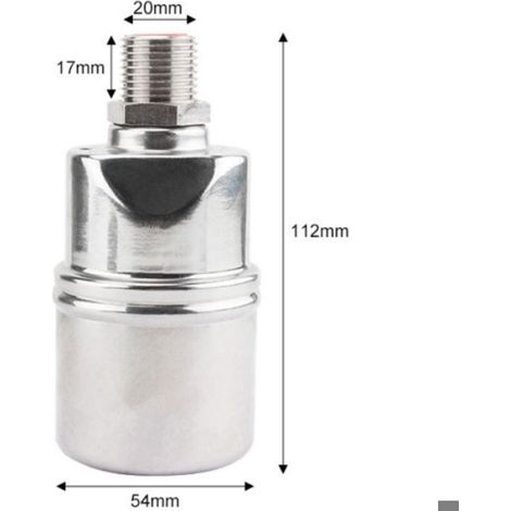 Robinet Flotteur - 1/2 Pouces - Acier Inoxydable 304 - Pour Réservoir Piscine Fontaine Jardin - Valve Niveau Eau Automatique - 1 Pièce (1/4)