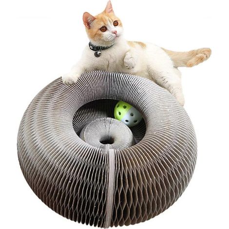 Griffoir pour chat avec balle à griffer, en carton ondulé. (1/4)
