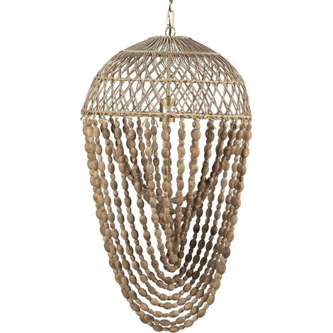 Plafonnier Chaîne Boules Bois Métal 47X47X83Cm (1/2)