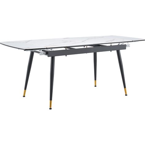 Table à manger extensible 200x80x76 cm en céramique blanche, gain de place – MEUBLIV (1/5)