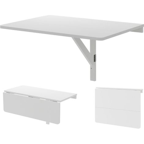 Mesa plegable de pared, mesa de cocina que ahorra espacio, mesa plegable de pared, 80 x 60 cm, color blanco (1/5)