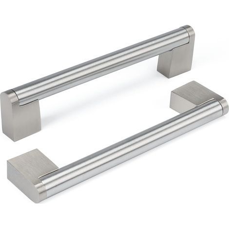Lot de 10 poignées de meuble inox nickel brossé – Entraxe 128mm – Longueur 149mm – Design élégant pour cuisine et salle de bain (1/4)