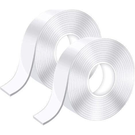 royaluxe-6M Ruban Adhésif Double Face Extra Fort, Transparent Lavable Fin Nano Tape, Amovible Traceless Bande Antidérapant, Réutilisable Double-Face Gel pour Tapis, Maison ou Bureau