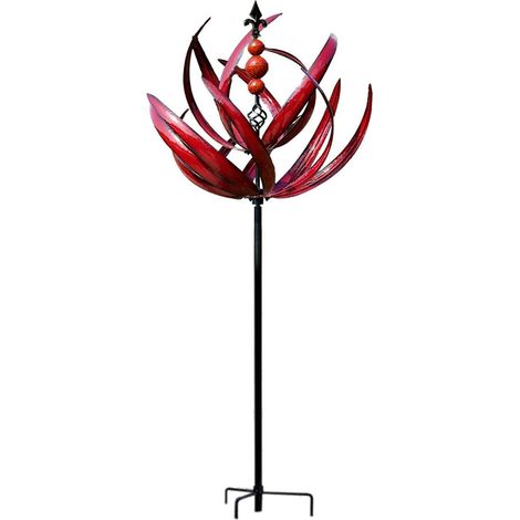Moulin À Vent en Métal De Lotus avec Piquet pour Cour, Pelouse et Jardin - Éolienne Décorative (1/5)