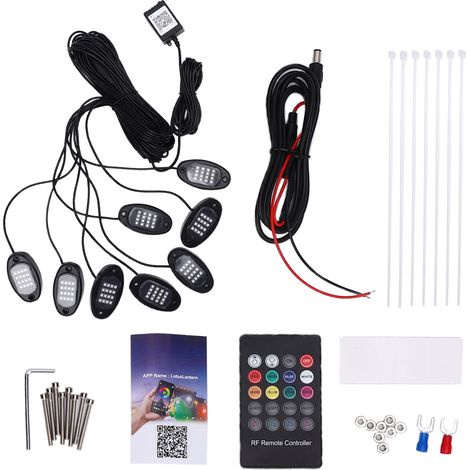Kit lumières LED RVB, application BT et télécommande voiture mode musique, 16M couleurs, néon camion SUV (1/5)