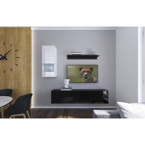 Ensemble meuble TV NEXT 272 AN272-17BW-HG23-1A noir-blanc brillant 193 cm (1/2)