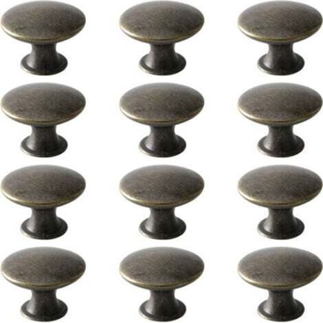 Türknöpfe, Schubladenknöpfe, Möbelknöpfe, runde Schrankknöpfe, antike Messingknöpfe, Griffe im Vintage-Chic-Stil, Schrankknöpfe für Küche und Schlafzimmer (12, Bronze) (1/4)