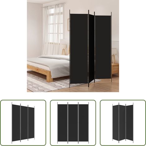 Raumteiler - 3-tlg. Paravent Schwarz 150x200 cm Stoff (1/5)