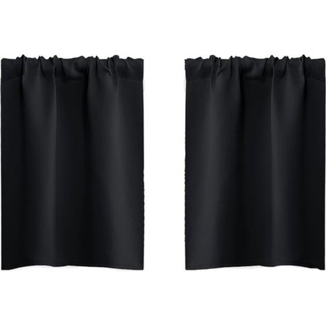 Lot de 2 rideaux occultants Zwart 76 x 92 cm pour petite fenêtre, chambre, cuisine, placard, cave, camping-car, polyester (1/5)