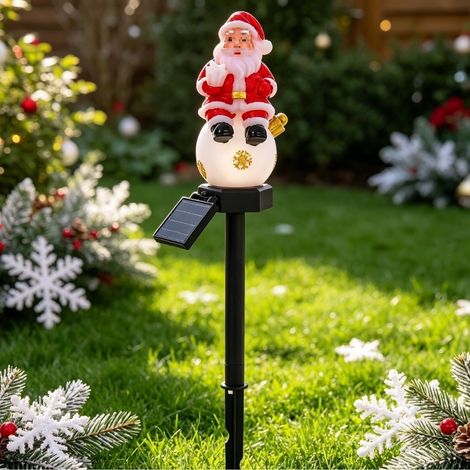 Hot-selling solar-powered outdoor Christmas decorative ground light, waterproof villa lawn light, courtyard landscape light, Santa Claus sitting ball (fallproof) -