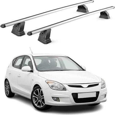 OMAC Barres de toit transversales en aluminium pour Hyundai i30 I 2007-2012 – TÜV / DIN 75302:2019 – Antivol inclus – Charge max 75 kg – 2 barres – Gris (1/5)