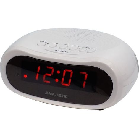 New Majestic Sveglia Digitale SVE-232 Bianca LED con Snooze e Controllo Luminosità