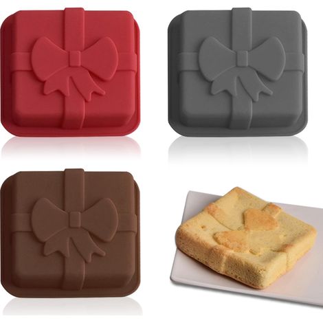 Confezione da 3 stampi in silicone stile regalo - Stampo per torta flessibile - Piccolo stampo in silicone antiaderente - Stampo per torta per torta, gelatina, cioccolato, sapone, candele (1/5)