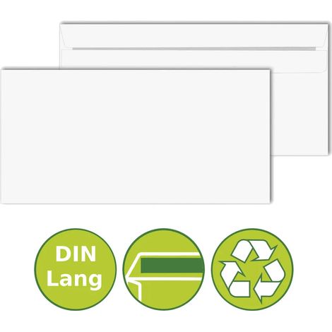 1000 enveloppes DIN longues autocollantes, 110 x 220 mm, blanches (1/3)