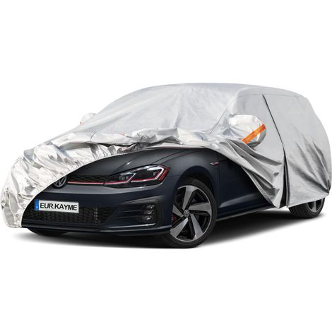 Funda impermeable y transpirable para coche, para exterior, contra la lluvia y el sol, con cremallera y forro de algodón, compatible con Golf, 308, Captur y Mégane (para hatchbacks de 415 a 450 cm). (1/5)