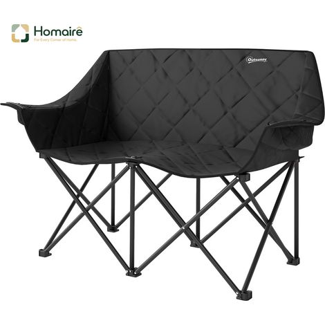 HOMAIRE Faltstuhl 2 Sitzer Campingstuhl mit Kühltaschen und Tragetasche Outdoor robust bis 250kg für Garten Camping Strand