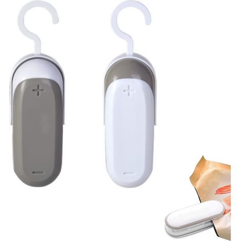 2 Pièces Mini Bag Sealer, Scelleuse Thermique Mini Machine à Sceller, 2 en 1 Scelleuse De Sacs Portable, Machine à Sceller Portable, pour Stockage De Nourriture (Sans Batterie) (1/5)