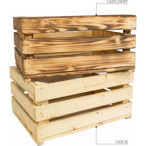 Holzkiste LASSE – Dekorative Aufbewahrungs- und Regalkiste aus Holz in Natur oder geflammt, 40 × 30 × 20 cm Geflammt (1/5)