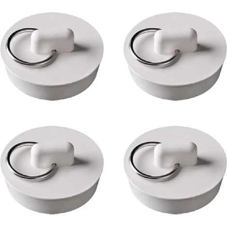 Set mit 4 universellen Gummi-Abflussstopfen mit Aufhängering, für Badewannen, Badezimmer, Waschbecken (25 bis 28 mm)